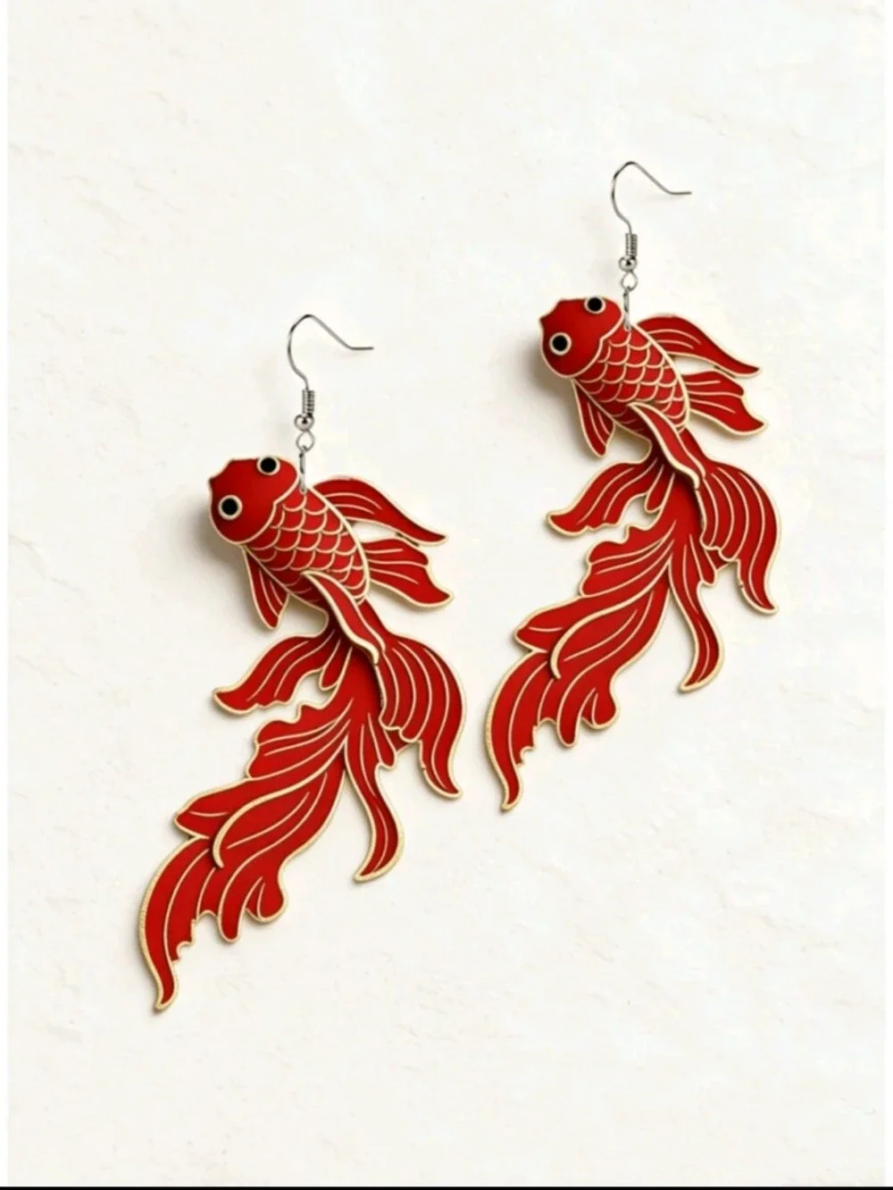 BRAND NEW ** Red Koi Fish Drop Earrings - Stylish Fish-Themed Jewelry